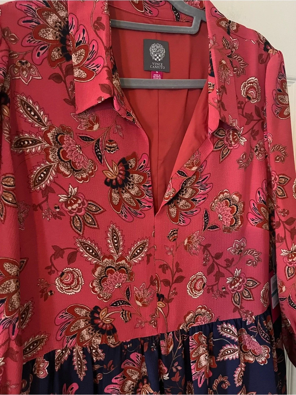 Vince Camuto Women's Mixed Coral/Navy Elegant Dress Size 16 - Picture 13 of 16